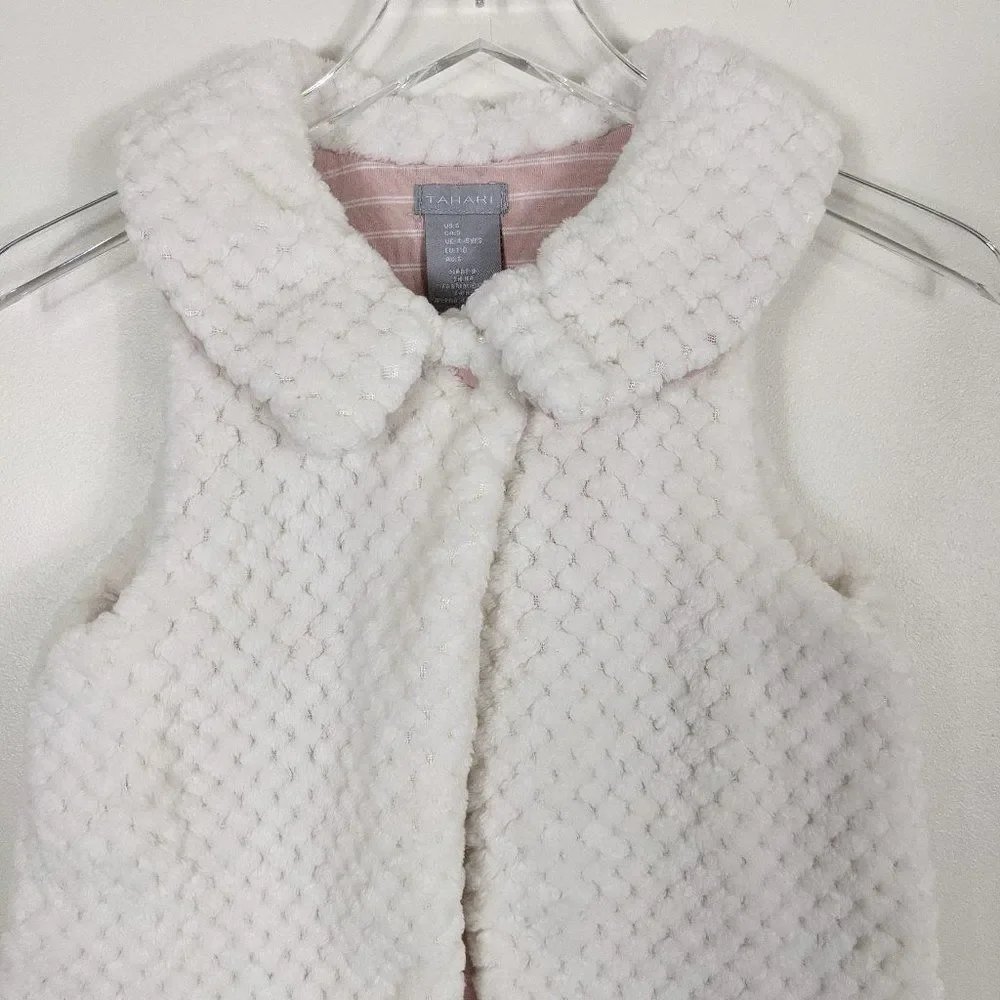 Tahari Faux Fur Toddler Girl Furry Vest Size 5 Cream